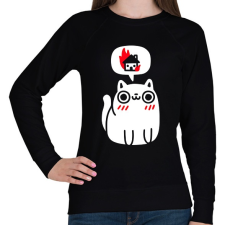 PRINTFASHION Halloween macska - Női pulóver - Fekete női pulóver, kardigán