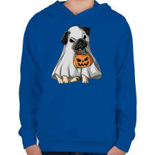 PRINTFASHION Halloween mops - Gyerek kapucnis pulóver - Királykék gyerek pulóver, kardigán