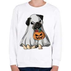PRINTFASHION Halloween mops - Gyerek pulóver - Fehér