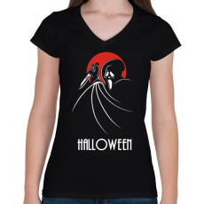 PRINTFASHION Halloween - Női V-nyakú póló - Fekete