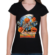 PRINTFASHION Halloween - Női V-nyakú póló - Fekete