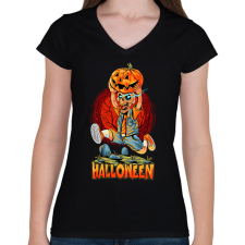 PRINTFASHION Halloween - Női V-nyakú póló - Fekete női póló