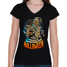 PRINTFASHION halloween - Női V-nyakú póló - Fekete