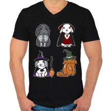 PRINTFASHION halloween nyuszik - Férfi V-nyakú póló - Fekete férfi póló