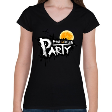 PRINTFASHION Halloween Party - Női V-nyakú póló - Fekete női póló