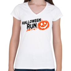 PRINTFASHION HALLOWEEN RUN - Női V-nyakú póló - Fehér