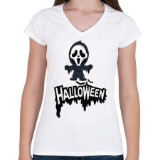 PRINTFASHION Halloween Scream - Női V-nyakú póló - Fehér női póló