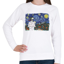 PRINTFASHION Halloween - Snoopy - Van Gogh style - sötét alaphoz - Női pulóver - Fehér női pulóver, kardigán