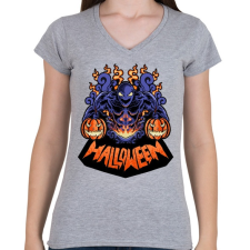 PRINTFASHION Halloween szörny - Női V-nyakú póló - Sport szürke női póló