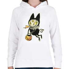 PRINTFASHION Halloween szörnyecske - Női kapucnis pulóver - Fehér női pulóver, kardigán