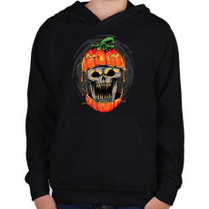 PRINTFASHION Halloween tök koponya - Gyerek kapucnis pulóver - Fekete