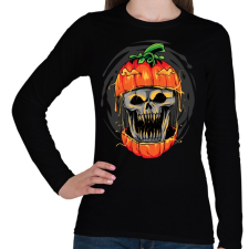 PRINTFASHION Halloween tök koponya - Női hosszú ujjú póló - Fekete női póló
