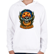 PRINTFASHION Halloween tökös koponya csontváz - Gyerek kapucnis pulóver - Fehér gyerek pulóver, kardigán