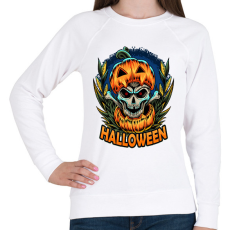 PRINTFASHION Halloween tökös koponya csontváz - Női pulóver - Fehér