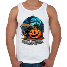 PRINTFASHION Halloween tökös minta - Férfi atléta - Fehér atléta, trikó