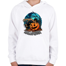 PRINTFASHION Halloween tökös minta - Gyerek kapucnis pulóver - Fehér gyerek pulóver, kardigán