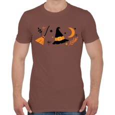 PRINTFASHION Halloweeni boszorkány - Férfi póló - Mogyoróbarna
