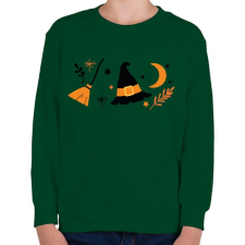 PRINTFASHION Halloweeni boszorkány - Gyerek pulóver - Sötétzöld gyerek pulóver, kardigán