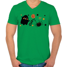 PRINTFASHION Halloweeni szellem - Férfi V-nyakú póló - Zöld