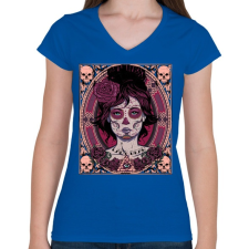 PRINTFASHION Halott nő - Női V-nyakú póló - Királykék női póló