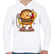 PRINTFASHION Hamburger - Férfi kapucnis pulóver - Fehér