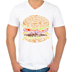 PRINTFASHION Hamburger - Férfi V-nyakú póló - Fehér