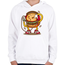 PRINTFASHION Hamburger - Gyerek kapucnis pulóver - Fehér gyerek pulóver, kardigán