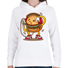 PRINTFASHION Hamburger - Női kapucnis pulóver - Fehér női pulóver, kardigán