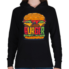 PRINTFASHION Hamburger - Női kapucnis pulóver - Fekete női pulóver, kardigán