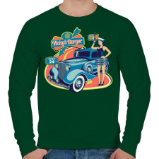 PRINTFASHION Hamburgeres - Férfi pulóver - Sötétzöld férfi pulóver, kardigán