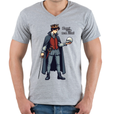 PRINTFASHION Hamlet - Férfi V-nyakú póló - Sport szürke férfi póló