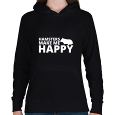 PRINTFASHION Hamsters make me happy - Női kapucnis pulóver - Fekete