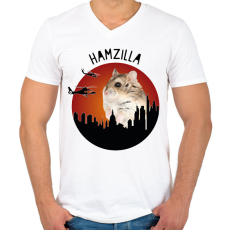 PRINTFASHION Hamzilla - Férfi V-nyakú póló - Fehér