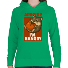 PRINTFASHION Hangry hamster - Női kapucnis pulóver - Zöld