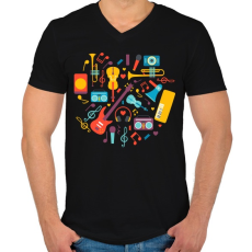 PRINTFASHION Hangszerek - Férfi V-nyakú póló - Fekete