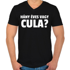 PRINTFASHION HÁNY ÉVES VAGY CULA  - Férfi V-nyakú póló - Fekete férfi póló