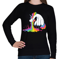 PRINTFASHION Hányó unikornis - Női pulóver - Fekete