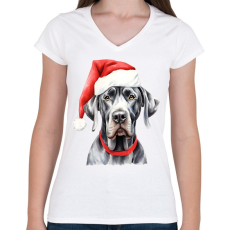 PRINTFASHION Happy Dog 2 - Női V-nyakú póló - Fehér