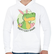PRINTFASHION Happy East-rawr! - Férfi kapucnis pulóver - Fehér