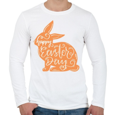 PRINTFASHION Happy Easter Day - Nyuszis minta - Férfi hosszú ujjú póló - Fehér férfi póló