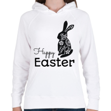 PRINTFASHION Happy Easter - Mintás nyúl - Női kapucnis pulóver - Fehér női pulóver, kardigán