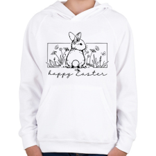 PRINTFASHION Happy Easter - nyuszis - Gyerek kapucnis pulóver - Fehér gyerek pulóver, kardigán