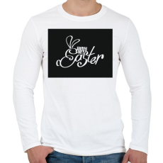 PRINTFASHION Happy Easter - Vonallal nyúl - Férfi hosszú ujjú póló - Fehér