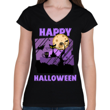 PRINTFASHION HAPPY HALLOWEEN 1 - Női V-nyakú póló - Fekete női póló