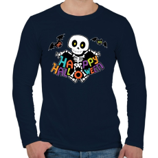 PRINTFASHION Happy Halloween Csontváz - Férfi hosszú ujjú póló - Sötétkék