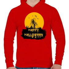 PRINTFASHION happy halloween - Férfi kapucnis pulóver - Piros férfi pulóver, kardigán