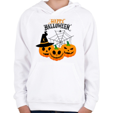PRINTFASHION Happy Halloween - Gyerek kapucnis pulóver - Fehér