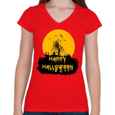 PRINTFASHION happy halloween - Női V-nyakú póló - Piros