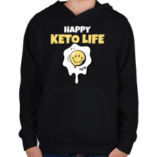 PRINTFASHION HAPPY KETO LIFE - Gyerek kapucnis pulóver - Fekete