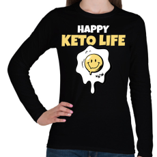 PRINTFASHION HAPPY KETO LIFE - Női hosszú ujjú póló - Fekete